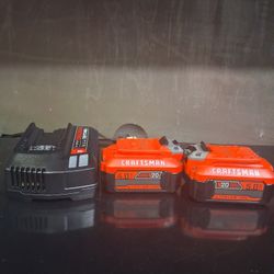 CRAFTSMAN V20 20  Battery Pack. 5.0 AH + 4.0AH  + The Charger.