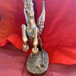 8.5 Inch Copper Plated Alabaster Greek Pegasus Statue Imported From Greece (Read Description)