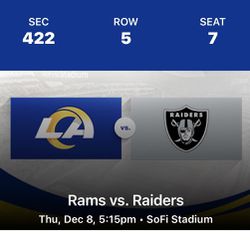 Rams Vs Raiders 1 Ticket Sec 422 Row 5 $175 Thumbnail