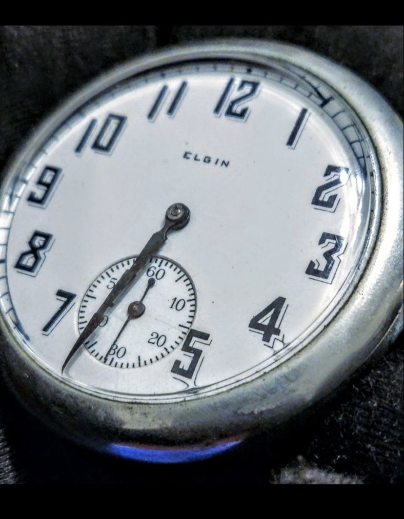 Elgin Early 1900s Manual wind 15 Jewels Pocket Watch Silver Plated