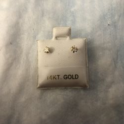 Half Of A Carat Diamond CZS Real 14kt Yellow Gold Earrings 