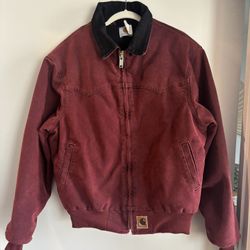 *Rare* Carhartt Santa Fe Vintage Jacket J14 BRK Brick Corduroy Collar 90s Y2K Workwear 