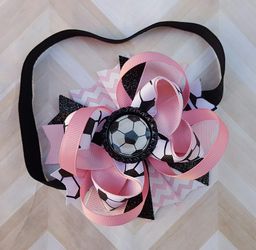 Soccer Hair Bow, Soccer baby headband