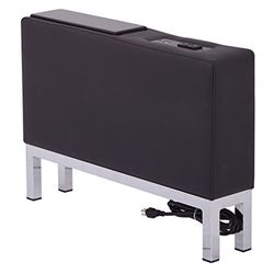 Wall Street Modular Component with Chrome Base and AC/USB 3.0 Charging Station in Black Faux Leather