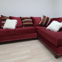 2 Piece Velvet Sectional 