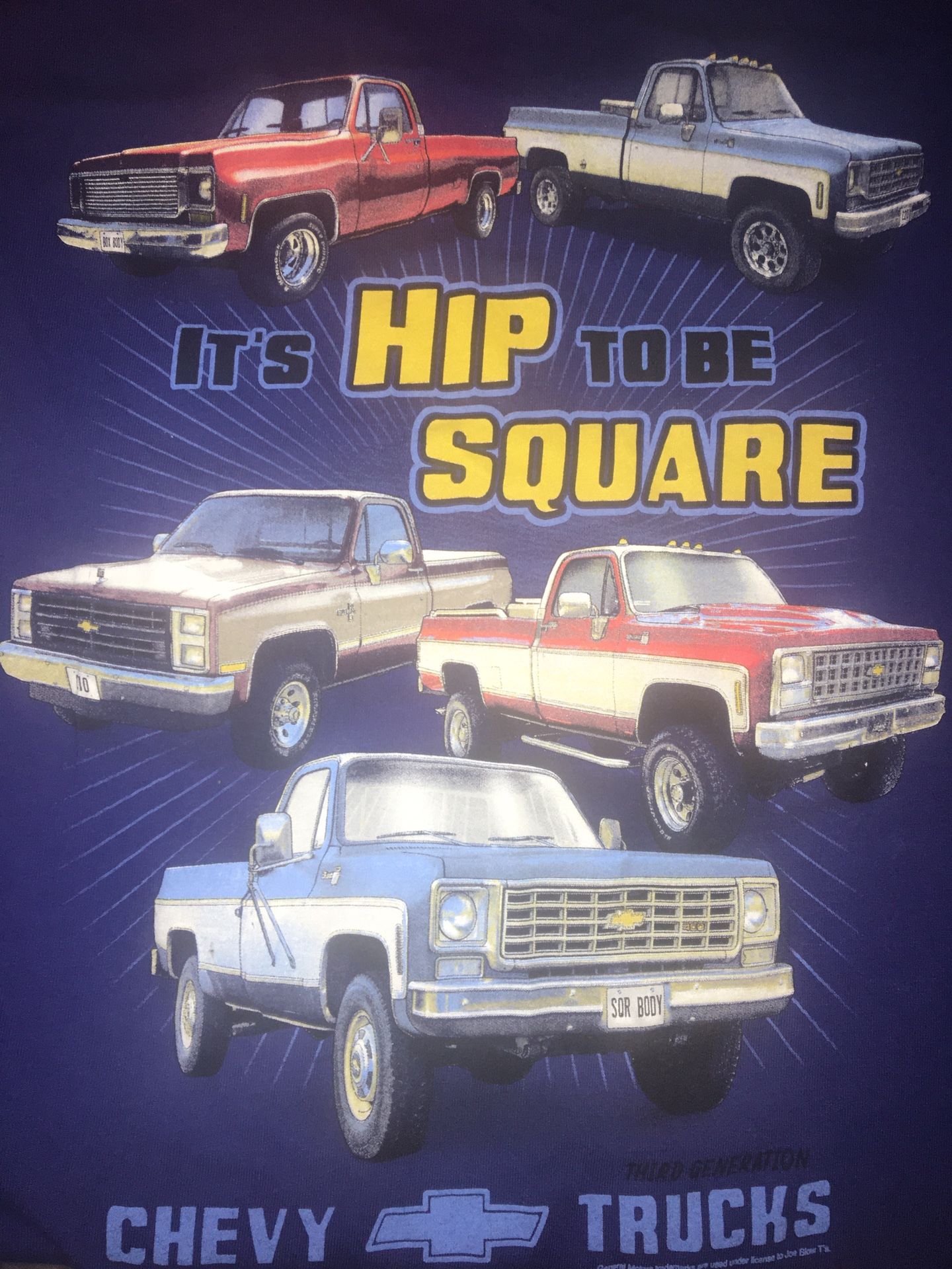 Chevy Trucks T Shirt It’s Hip To Be Square Chevrolet XL