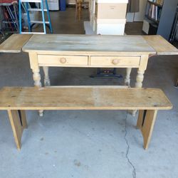 Antique Table And Bench 