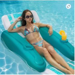 XtremepowerUS Sunchaser Floating Chaise Pool Lounger for Adult with Headrest, Footrest, Cupholder90137