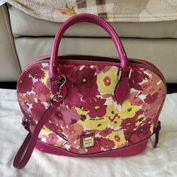 Dooney and Bourke (Rare) Pink and Yellow Floral Satchel Purse