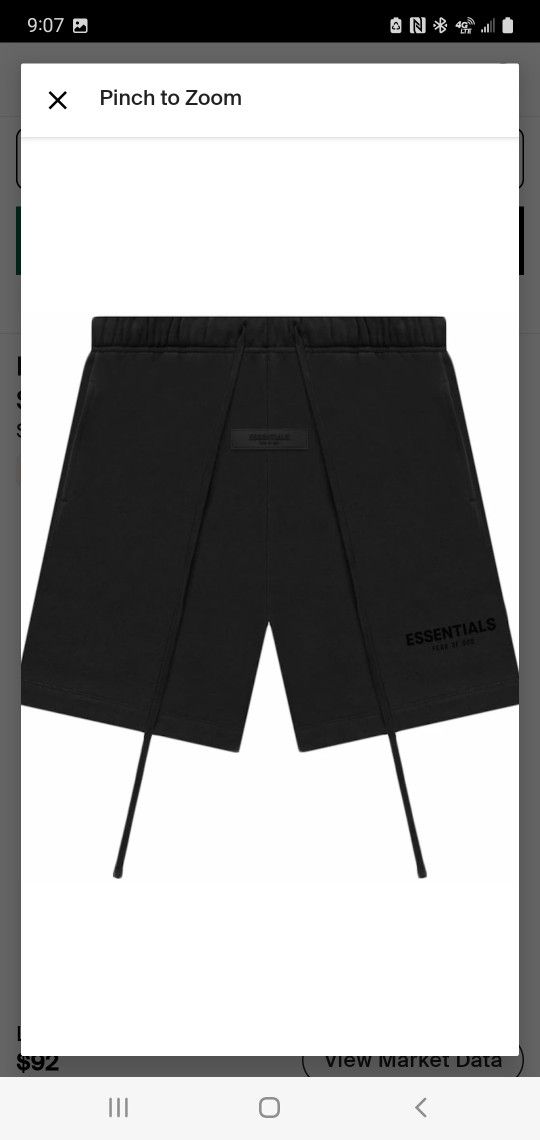 BRAND NEW ESSENTIALS SHORTS STRETCH LIMO BLACK