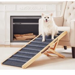 Sakgos Dog Ramp for Bed, Adjustable Pet Ramp for Couch, Dog Ramp for High Bed, Wooden Folding Portable Dog Cat Bed Ramp for Bed and Car, Non Slip Carp