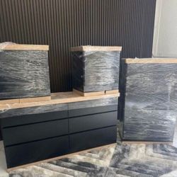 DRESSER,  CHEST AND TWO NIGHSTANDS 