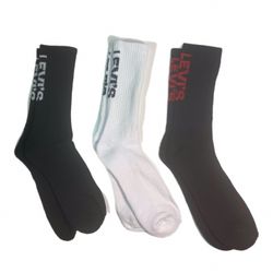 3 Pairs of Levi’s socks , black and white socks with red, blue, white Levis logo , for men women