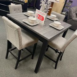 5 Pc Counter Height Grey Dining Set