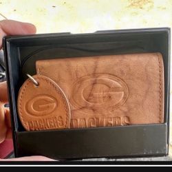 Packers Genuine Leather Tri Fold  & Key Chain