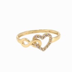 Woman’s Ladies 10k Yellow Gold CZ Cubic Zirconia Infinity Heart Ring Size 8 GP3136892