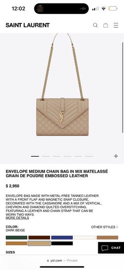 Envelope Medium Chain Bag in Mix Matelasse Grain De Poudre Leather