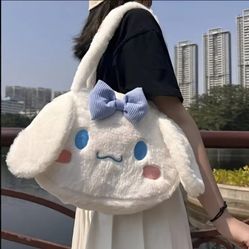 Sanrio Plush Tote Bag - Cinnamoroll Fashionable Shoulder & Crossbody Handbag for Women | Perfect Christmas Gift