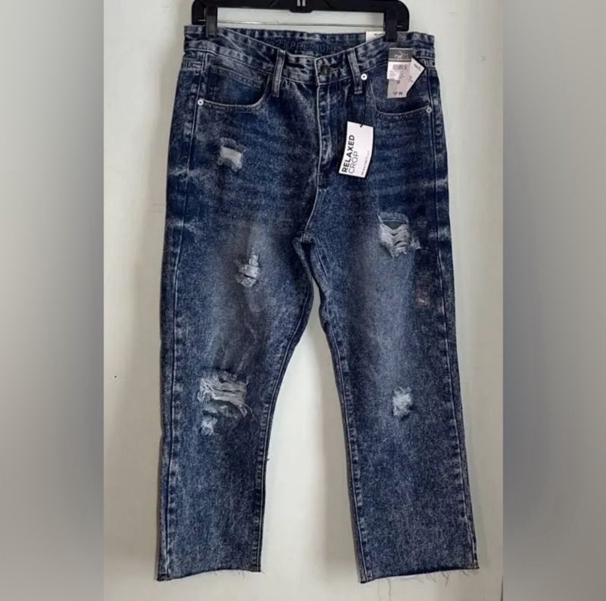 Rue21 Blue Relaxed Fit Distressed Jeans