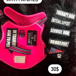 Pink Dog Harness With Patches 