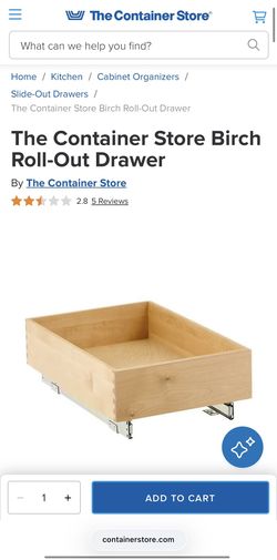 14” W Birch Roll-Out Cabinet Drawer - The Container Store