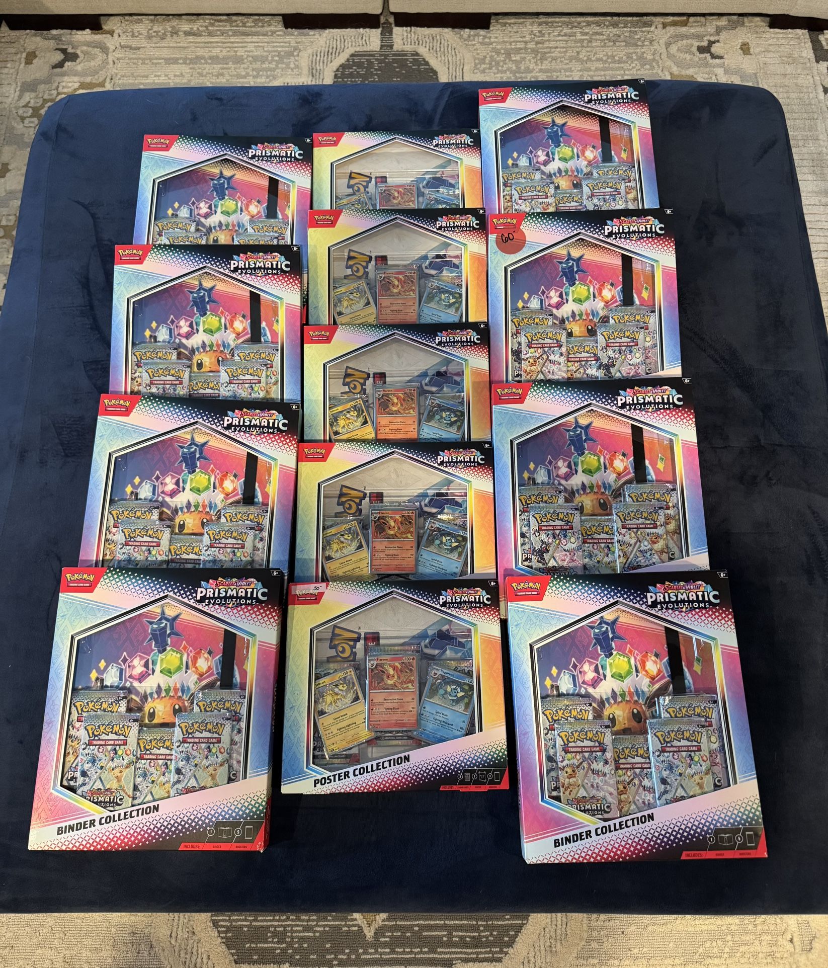 Prismatic Evolutions Pokemon Card Binder Collection and Poster Collection Boxes (Prices in Desc.)