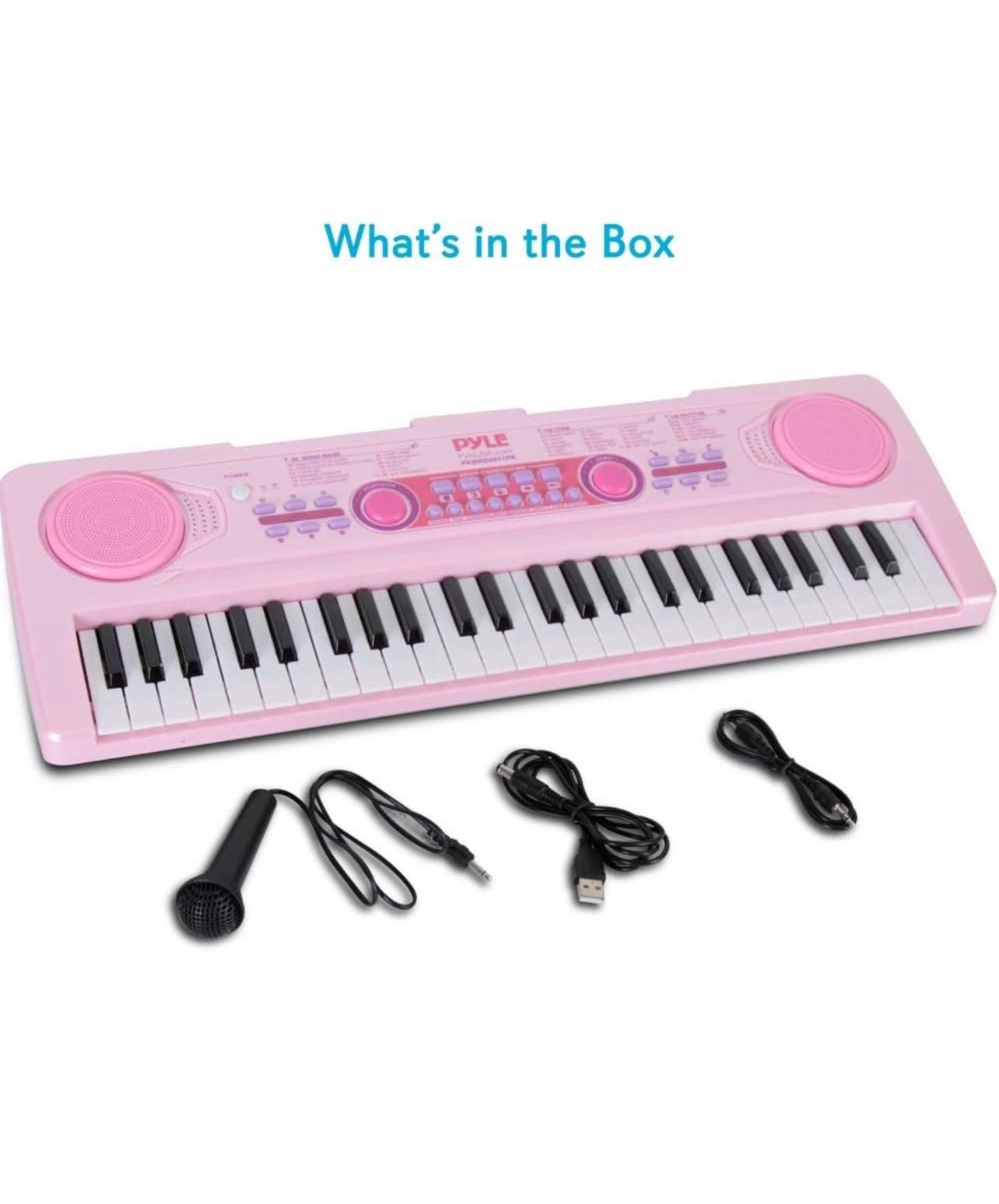 PYLE-PRO Electric Keyboard Piano for Kids-Portable 49 Key Electronic Musical Karaoke Keyboard, Learning Keyboard for Children w/Drum Pad, P#1041 