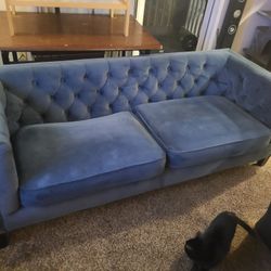 Vintage Velvet Blue Sofa