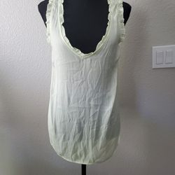 NWOT Lauren Conrad Yellow/Cream Top W/Side Fringe  Size:Medium Sleeveless Blouse