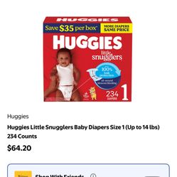 huggies size 1 234 ct diapers box 