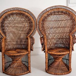 Vintage Full Size Matching Peacock Chairs (2)