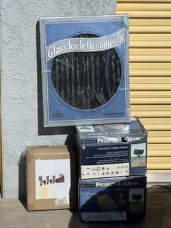 Outdoor Christmas Lot (2 Projector Lights, Icicle Ornament Lights, Santa And Reindeer Blowup)