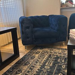 Blue velvet chair for sale