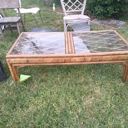 Bamboo Coffee Table With Glass Tops