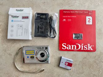 Sony Camera, lithium Ion Battery, Kastar Charger, SanDisck Memory Card