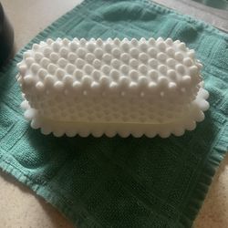 Mid Century Vintage Hobnail Butter Dish