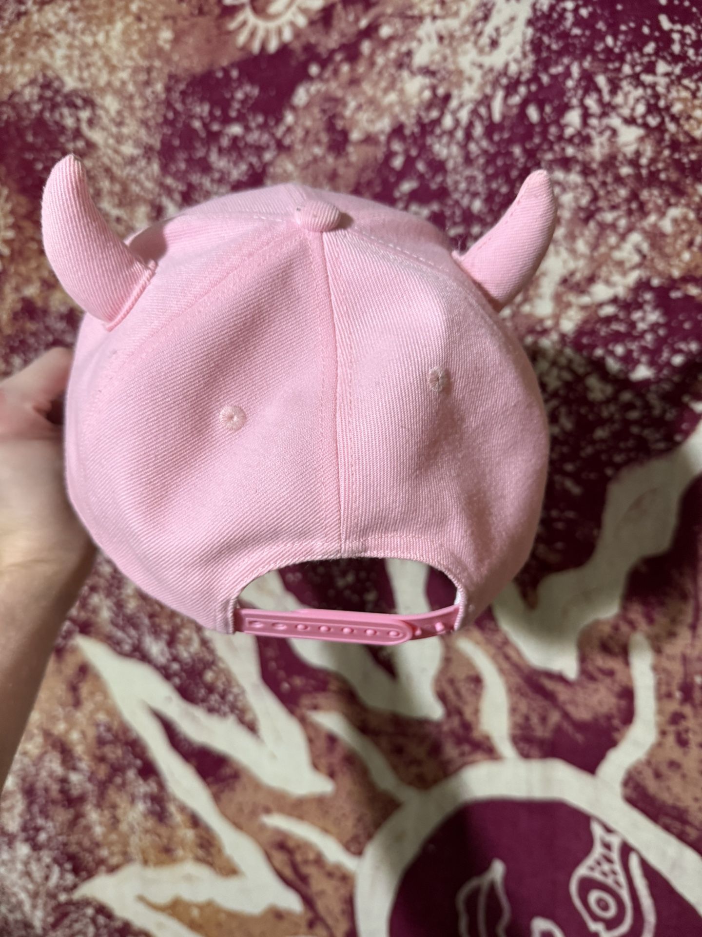 Pink Snapback With Horns