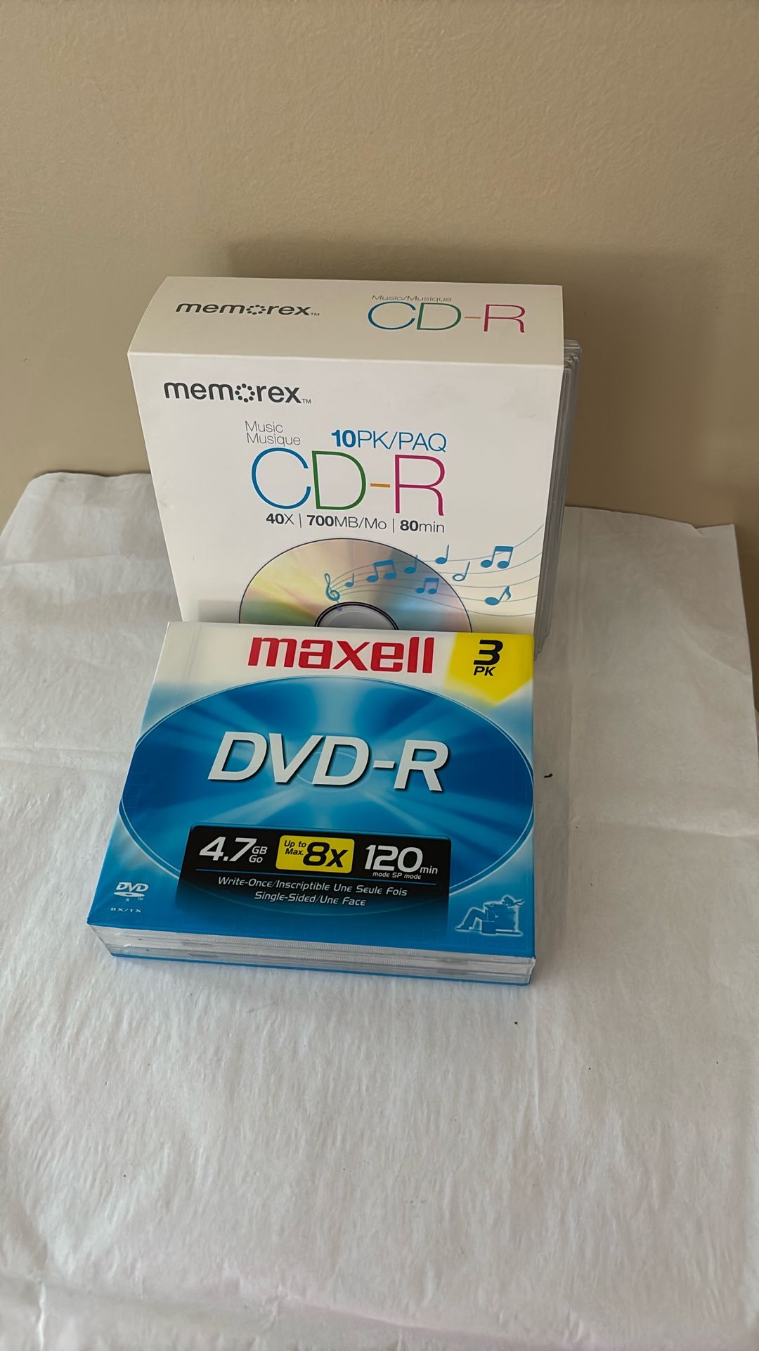 New Memorex CD-R 10Pk + Maxell DVD-R3Pk