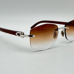 CARTIER C DECOR C DE BROWN BUBINGA WOOD SUNGLASSES 100% GENUINE CT0047S ~$2950