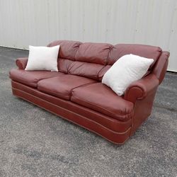 Traditional Leather Sofa - Brass Nailhead Trim