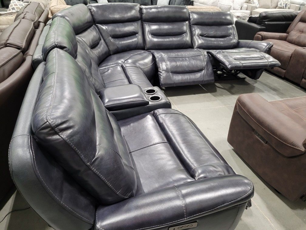 π₯ Top-Grain Leather Power Sectional