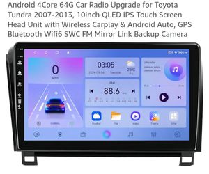 Android 4Core 64G Car Radio Upgrade for Toyota Tundra 2007-2013, 10inch QLED IPS Touch Screen Head Unit with Wireless Carplay & Android Auto, GPS Blue
