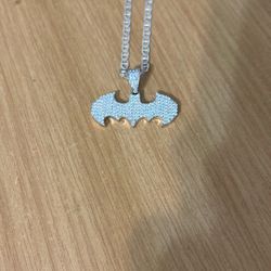 MOISSANITE Real 925 Silver Iced Batman Superhero Pendant Necklace