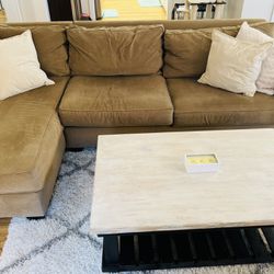Beige Chaise Sectional Sofa 