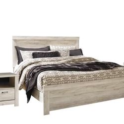 Bellamy King Panel Bed with Mirrored Dresser, Chest and 2 Nightstands