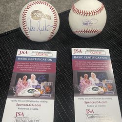 Ozzie Guillen/Aaron Rowand White Sox Signed 2005 World Series 2 Ball Lot