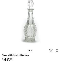 Tall Chrystal Bottle With Cork Anchor Hocking. 1960