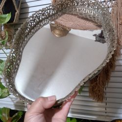 Vintage Metal Filigree Mirror 