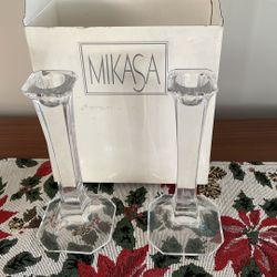 Mikasa “Hyde Park” crystal candleholders 7”