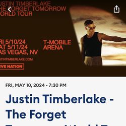 Tickets For Justin Timberlake, The Forget Tomorrow World Tour